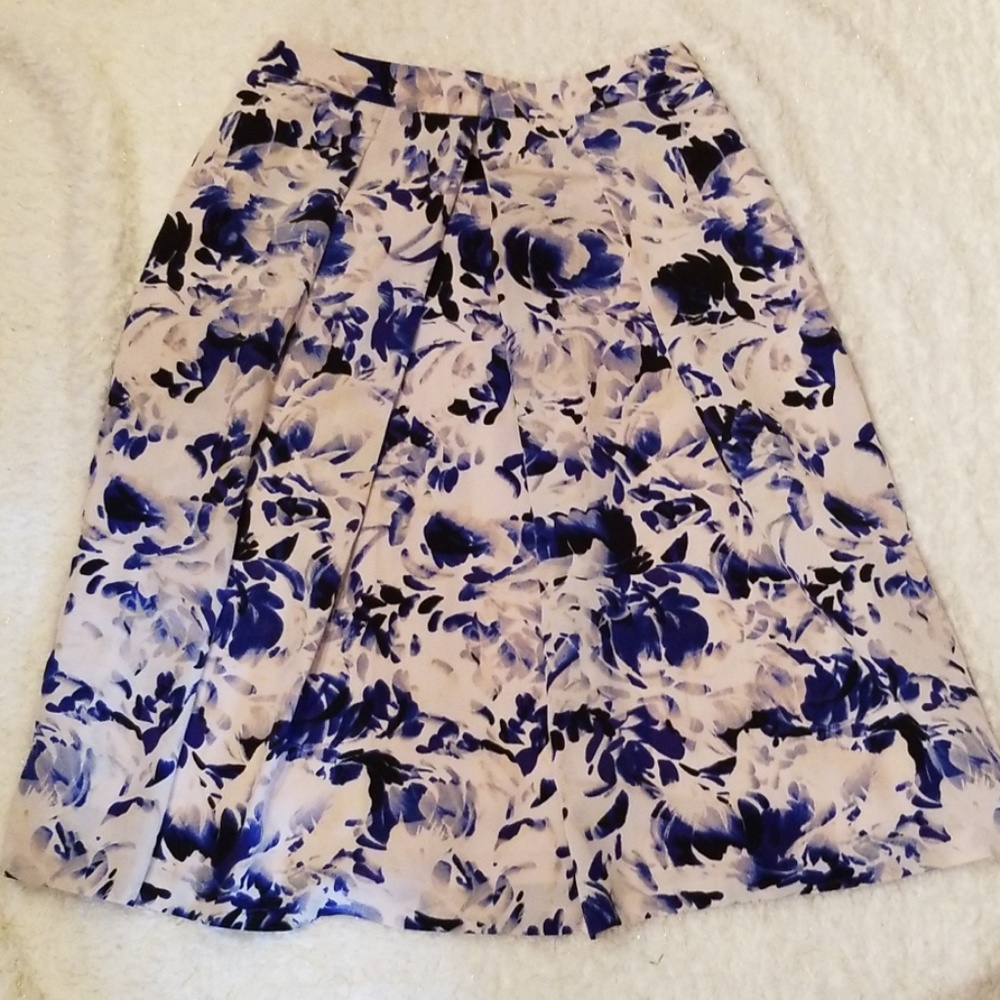 The Limited blue floral a-line skirt
